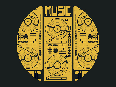 Music cool damaged design digital dj gramophone grunge illustration music one color player print record retro style t shirt design vector vintage