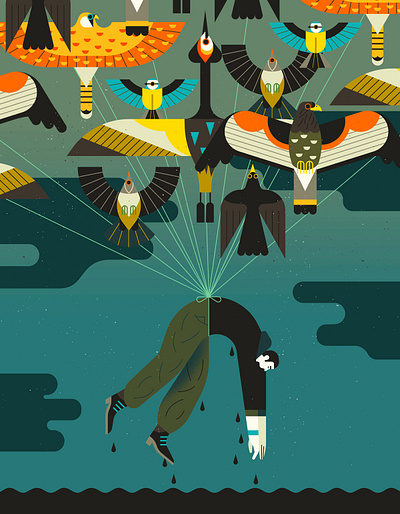 Bird Therapy bird character colour conceptual digital editorial folioart illustration owen davey wildlife