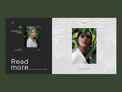 VOGUE — Garden Of Eden clean fashion girl green homepage minimal model olive product design tropical ui uiux vogue white woman