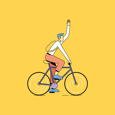 Bike ride bicycle bike ride biker illustration illustration art outlines vector yellow