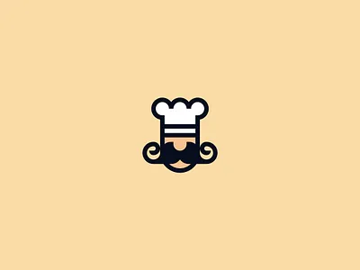 Chef Logo abstract chef chef hat design flat logo minimal moustache portrait vector