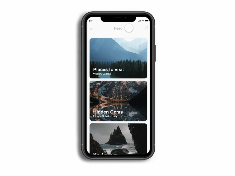 Travel Inspiration App - Concept Animation adobe xd animation app design menu menu design mobile travel