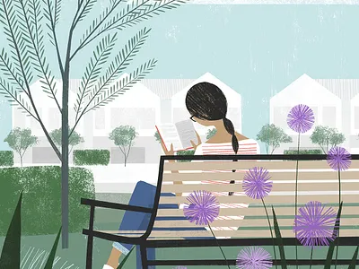 Park book character digital folioart garden illustration landscape nature sam kalda texture