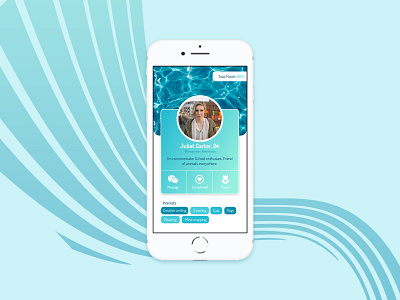 Dating app user profile daily ui dailyui dating dating app datingapp interests mobile mobile app mobile design mobile ui mobile ui design profile profile card profile page user user profile userprofile