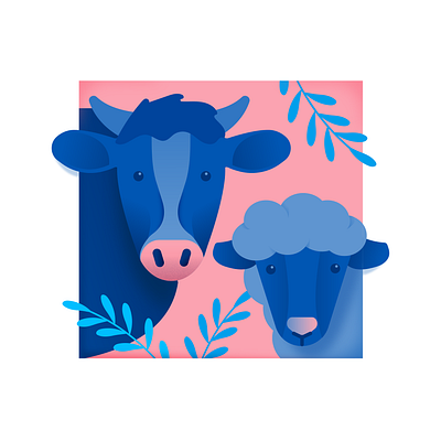 Cow & Sheep animal cow farm illustration sheep vector