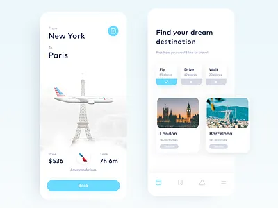 Travel App aircraft android app booking clean interface ios iphone minimal paris travel ui