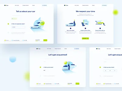 Care - Car Insurance animation blue branding car driver form green icons illustration insurance mobile print product design product illustration safety typography ui user interface ux ui web design