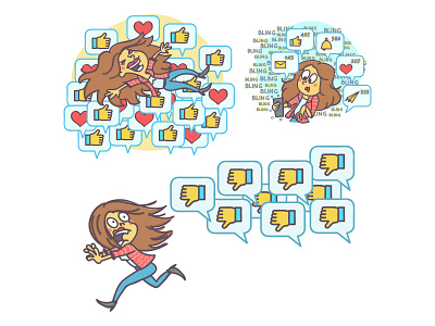 Social Network Star character digital drawing editorial emotions female funny illustration illustrator influencer issue network social star vector