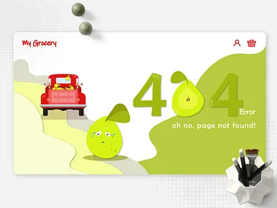 404 Error Page 404 404 error 404 page error error message fabistudio.com fatemehalibakhshi fruit grocery grocery online grocery store illustation marketplace notification online shopping pear supermarket ui web design