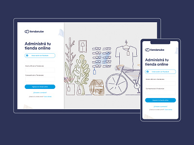 Tiendanube login and register pages app design illustration ui ux web