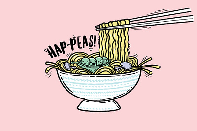 Hap-peas! asian asian food brush brushes ink inktober mushroom mushrooms noodle noodles peas peasant takeaway takeout vector