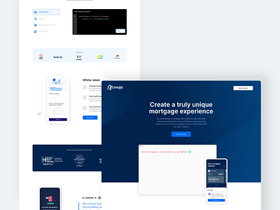 Mojo partner lander api dark theme fintech landing page mockup product design ui website website design
