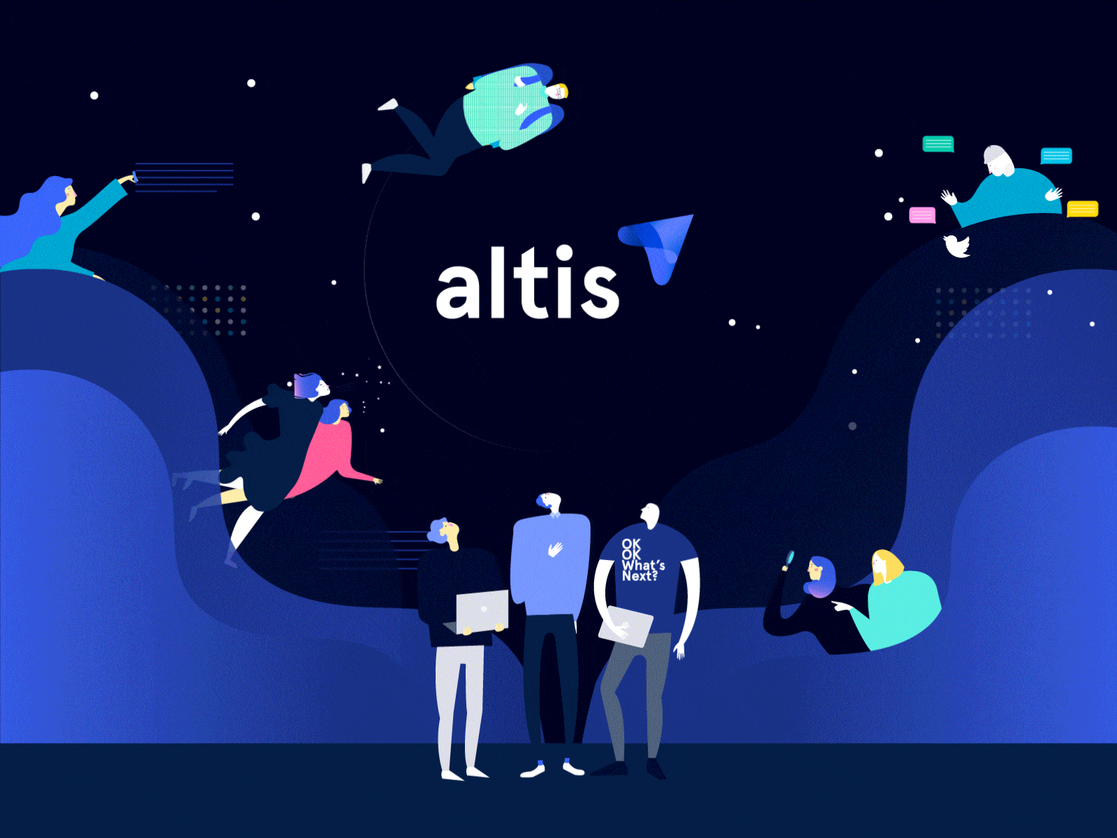 Meet Altis DXP animation branding debut dxp enterprise flat identity illustration logo platform product design reveal vector website wordpress