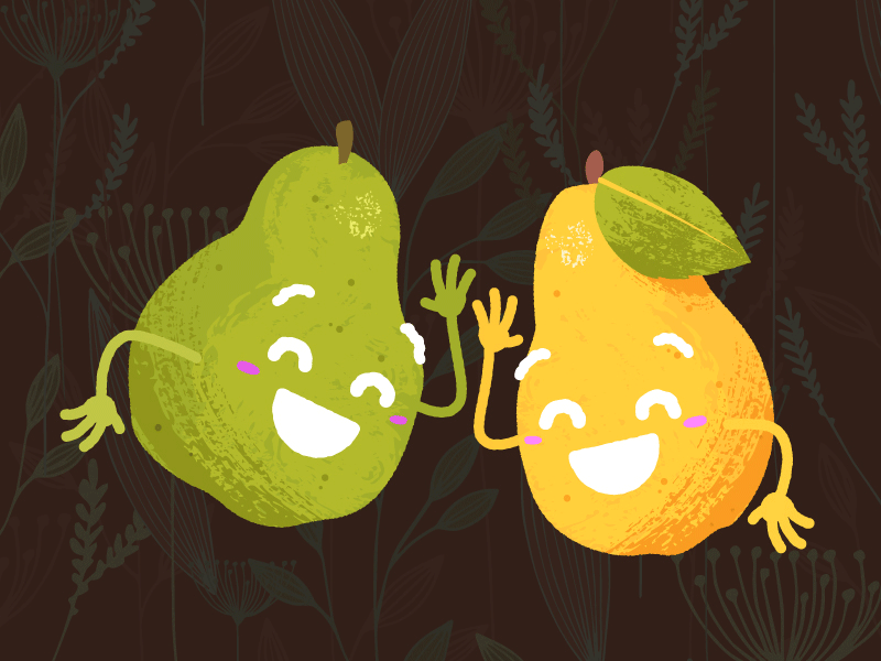 Great Pear! animated cartoon face five food food bank friends fruit gif green high high five pear smile smiley texture vector yellow