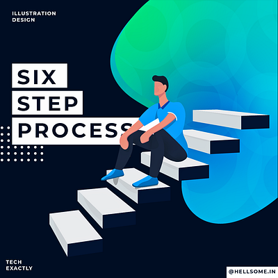 SSP - Six Step Process Final Edition character characterdesign chill homepage human illustraion landingpage relax sitting stairs ui ui design uiux