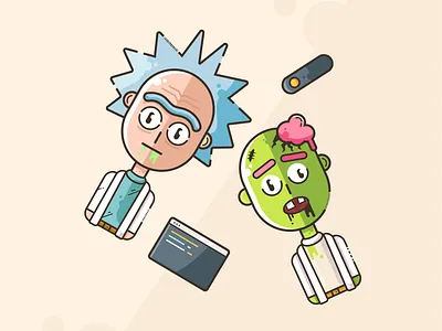 Rick Avatar & Zombie avatar character character design halloween pattern rick and morty vector