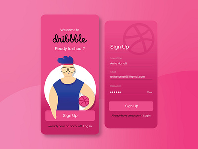 First Shot! app illustration basketball debut debutshot firstshot illustration sign up page signup ui ui illustration uidesign uiux welcome shot