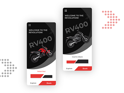 Revolt Electric Bike ai android app bike black clean design electric bike ev flat ios minimal red revolt ui ux white