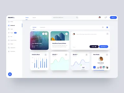 Square Dashboard :: Version 1.0 admin article blog business card chart charting charts clean ui color dashboard news product product design story tabs tranmautritam ui dashboard ui design web design
