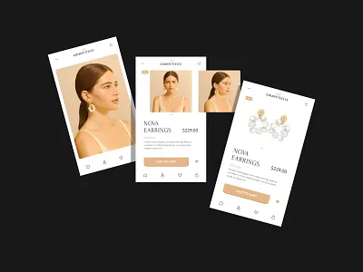 - The Golden Fleece - Nova Earrings app brand design earrings gold interface jewelery jewelry logo mobile multi brand pearls product ui ux
