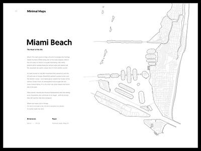 Miami Beach - Minimal Maps 80s black and white city illustration line map miami minimal personal