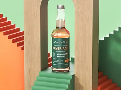 Bever Age Elderflower Lemonade 3d beverages branding design illustration packaging packaging design