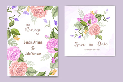 wedding invitation with floral ornament anniversary art background card celebration decoration decorative design elegant floral frame graphic greeting illustration invitation ornament spring template vintage wedding