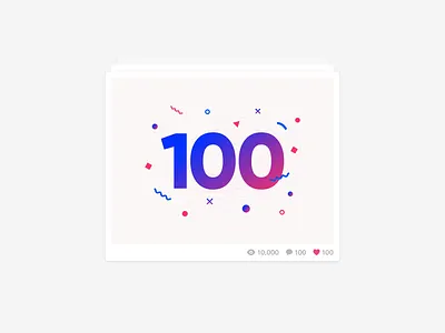 100th Dribbble Shot! 100 100 shot 100 shots card cards cards animation celebrate celebration confetti count dribbble shot dribbble shots gif animation hundred illustration milestone number party shapes typography