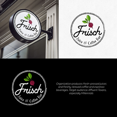 Frisch Juicerie Vintage Logo beet coffee bar design food hand drawn juice juicery logo organic vegetable vintage