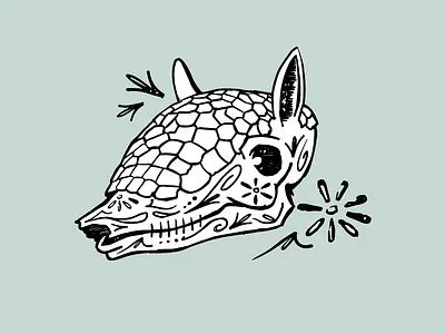 Dillo De Los Meurtos armadillo illustration sugarskull