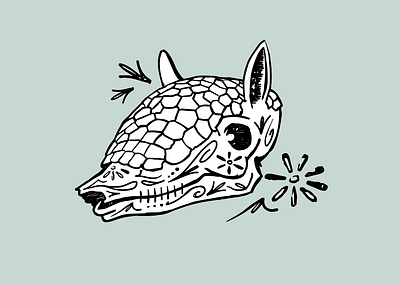 Dillo De Los Meurtos armadillo illustration sugarskull