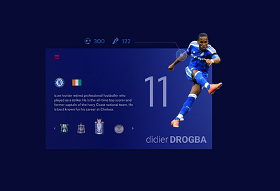 User Profile - Football edition app blue chelsea fc daily 100 challenge dailyui dark design drogba football illustration soccer ui user profile userinterface ux