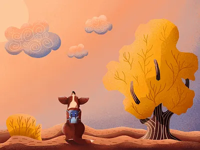Traveling Alone animal autumn clouds dog fall landscape meditate meditation nature orange rise sunset
