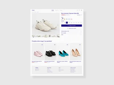 Unique. add to cart blue clean design ecommerce figma grey pastel colors price product details shoes shop ui ux webdesign