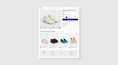 Unique. add to cart blue clean design ecommerce figma grey pastel colors price product details shoes shop ui ux webdesign