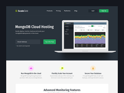 scalegrid app clean cloud dark design interface minimal product saas ui web website