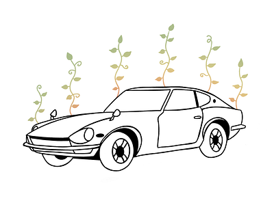 A fair lady car fairlady leaves lines minimalism nissan sketch white