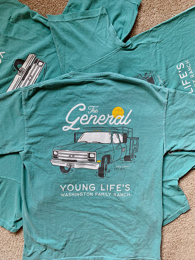 The General T-Shirt Designs bend blue central oregon color comfort colors design illustration northwest oregon outdoors pacific northwest print teal trend truck type washington family ranch young life