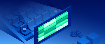 Media & Entertainment - Solutions Brief gradient heatmap illustration illustrator isometric metrics movie network reliability streaming vector