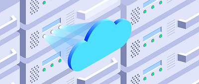 Cloud Migration - Solutions Brief cloud data gradient illustration illustrator isometric migration projection rack server vector