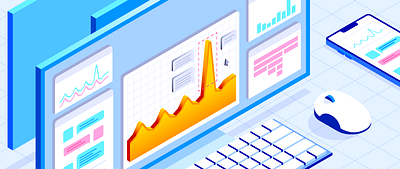 DevOps - Solutions Brief coding collaboration desk developers devops gradient illustration illustrator industry isometric monitoring problem solving teamwork tech vector