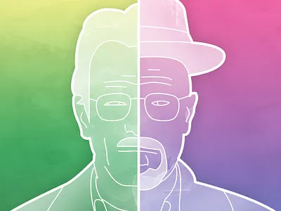 Illustration of Walter White's Transformation breaking bad bryan cranston illustration walter white