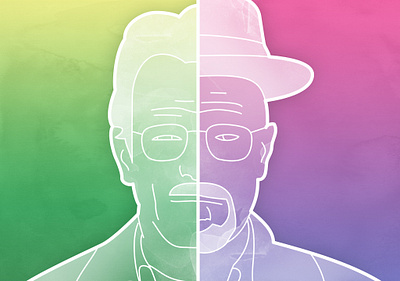 Illustration of Walter White's Transformation breaking bad bryan cranston illustration walter white