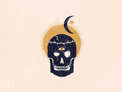 Suffering design illustration lotus meditation simple skull thirdeye yoga
