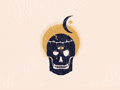 Suffering design illustration lotus meditation simple skull thirdeye yoga