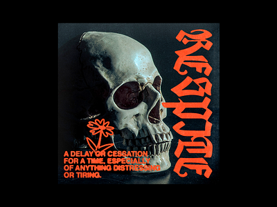 Respite brutalism death design graphic minimal poster red respite skull type typography