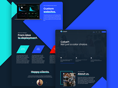 Landing Page Concept art diretion blue bold cobalt dark dark theme darkui landing landingpage microsite product software company software development software logo startup unique website website design