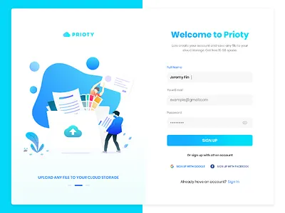 Sign Up Screen - #DailyUI001 001 dailyui form gradient sign up sign up screen signup storage service ui ux web