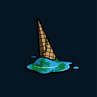 Earth is Melting artwork climate change earth environment ice cream illustration vector