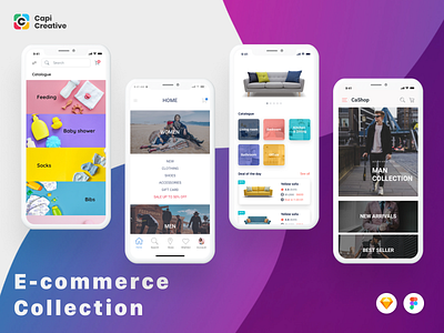 E commerce Collection - Home screens app capi creative design ecommerce figma homescreen mobile sketch ui kit